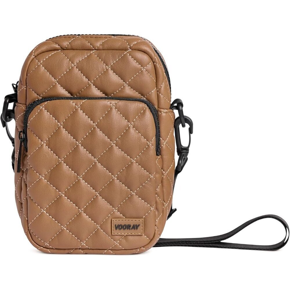 Lightweight Crossbody Bag Unisex Quilted Tan Water-Resistant Travel